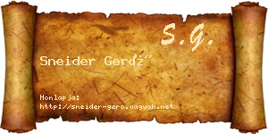 Sneider Gerő névjegykártya